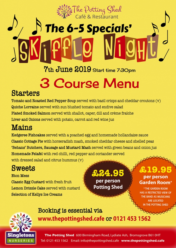 'The 65 Specials Skiffle Night' Garden Room The Potting Shed Cafe
